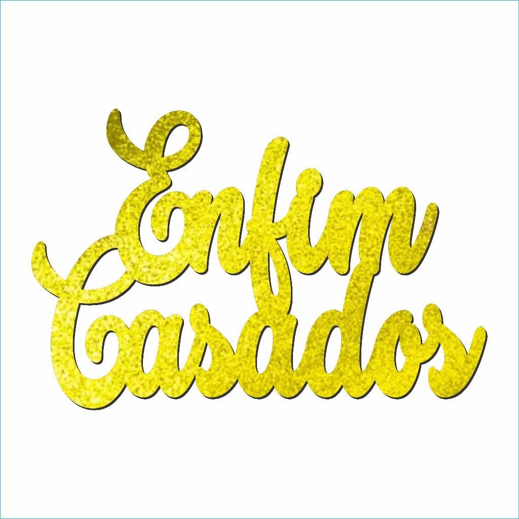 Aplique Mdf Palavra Enfim Casados 40cm Cor Dourado Glitter Mdf Letreiro Frase Painel Decorativo Festa Casamento Aniversario Decoração Bride To Be Happy Birthday Oh Baby