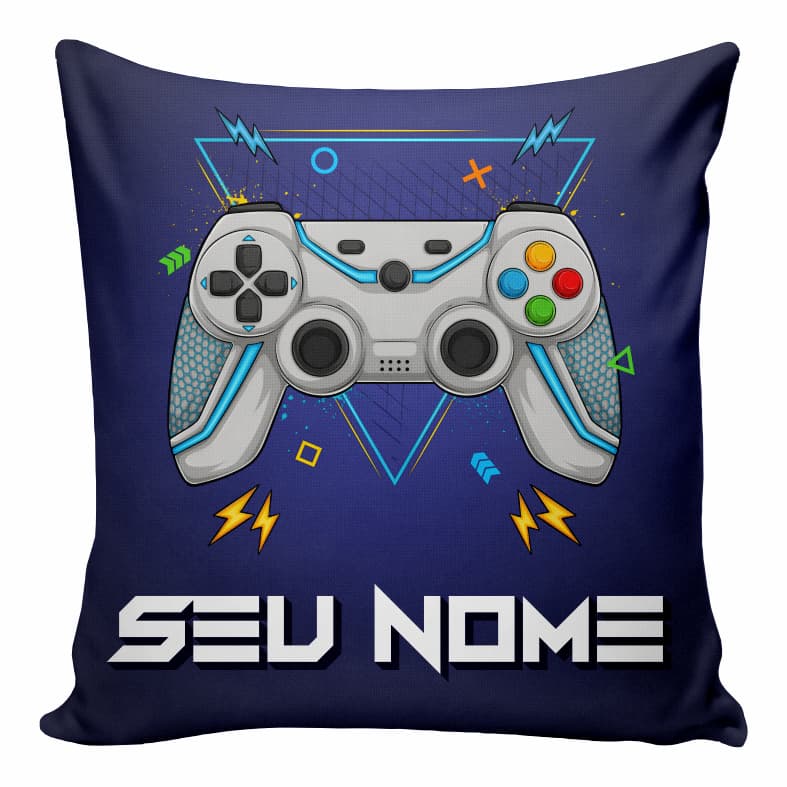 Capa de Almofada com Nome Personalizada - Criança Gamer Controle