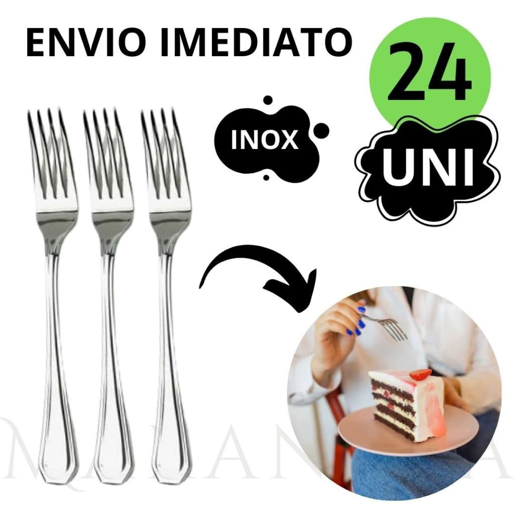 Kit 24 Peças Garfo Para Sobremesa Doces e Bolos de Aço Inox Cafeteria Restaurante Buffet Bar Hotel Hotelaria Pousada Original