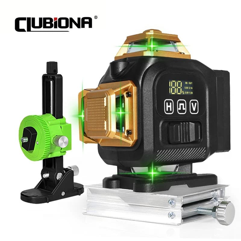 Nível laser 4d verde 16 LINHAS com rotação de 360 °, alta precisão, linhas verticais e horizontais