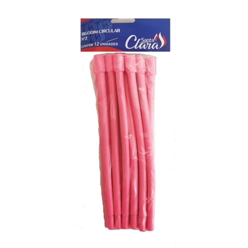 BIGODIM BIGODINHO PARA CACHEAR CABELO Nº2 COM 12 UNIDADES -NA COR ROSA