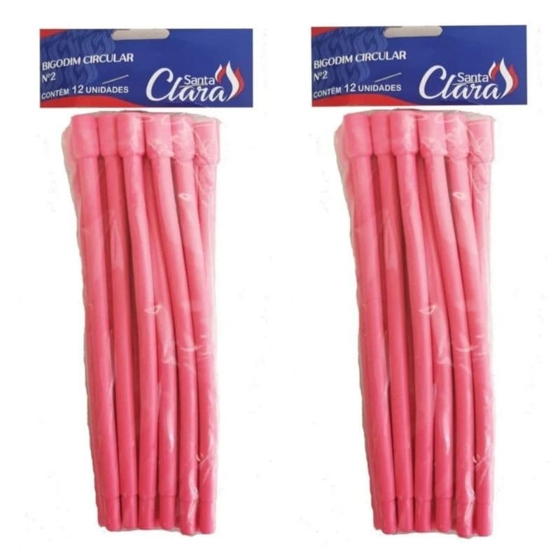Bigodim Bigudinho Circular Nº2 Kit 24 Unids Santa Clara Na Cor Rosa