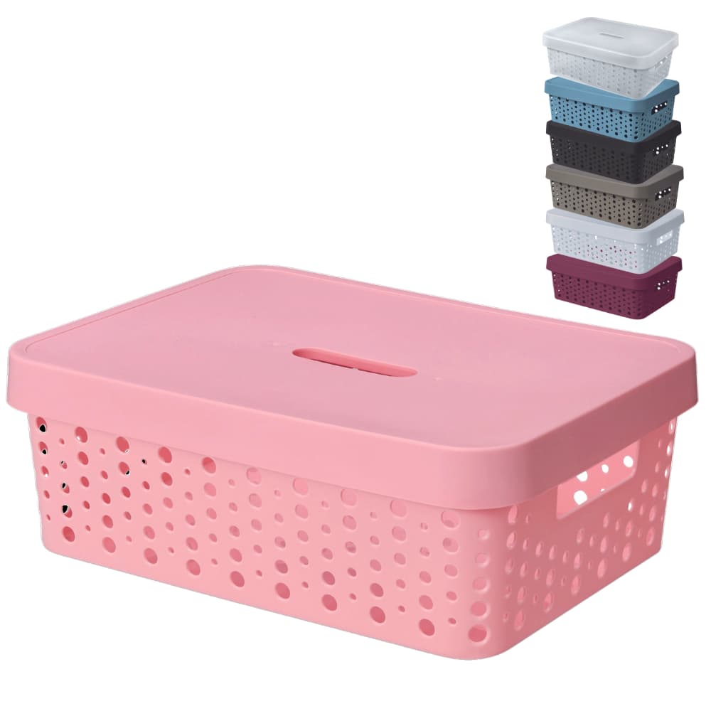 Cesto Organizador com Tampa 11 Litros Rattan Usual 36x27x12 Multiuso Organizador de Ambiente Gaveta