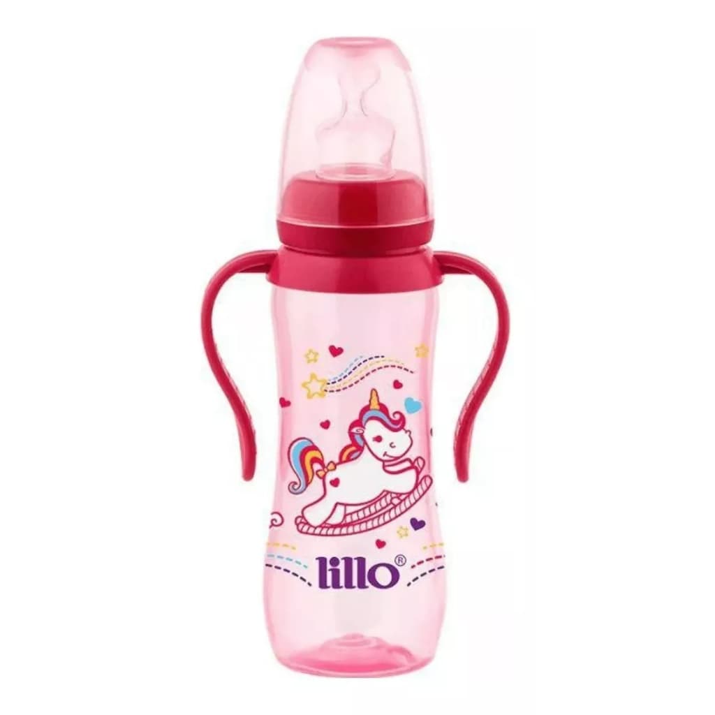 Mamadeira Com Alça Sonho Acinturada 240ml +6m Rosa Lillo