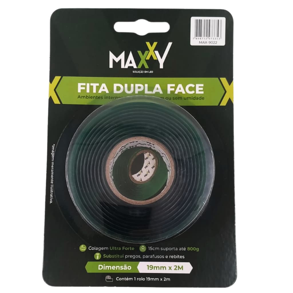 Fita dupla face acrílica 19mm x 2m Maxxy