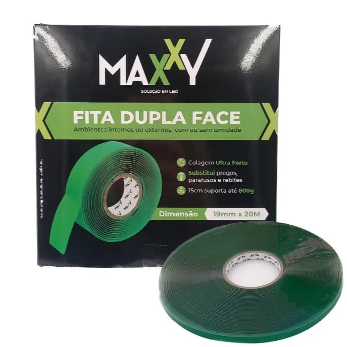 Fita dupla face acrílica 19mm x 20m Maxxy