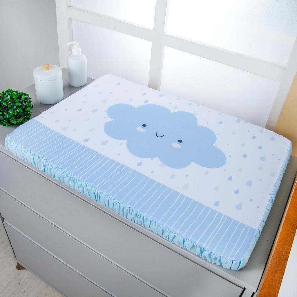 Trocador de Comoda Impermeável para Bebê Menino Nuvem Azul