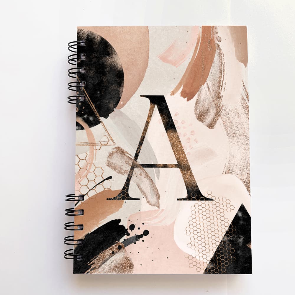Caderno personalizado com Inicial e nome, 200 páginas, tamanho A5,  BRILHANTE, Neutro, masculino