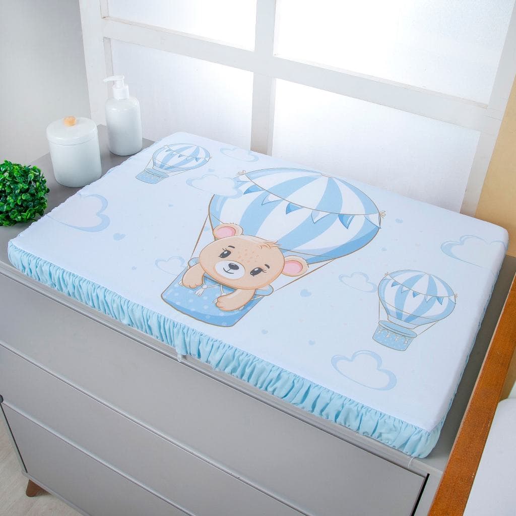 Trocador de Comoda Impermeável para Bebê Menino Urso Baloeiro