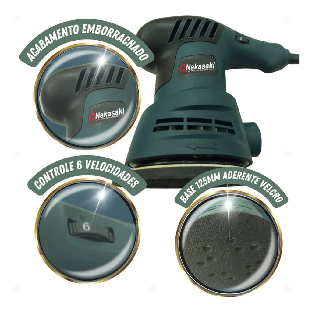 Lixadeira Excêntrica Roto Orbital Elétrica 6 Velocidade 300w - Imperdível - Mega Promoção
