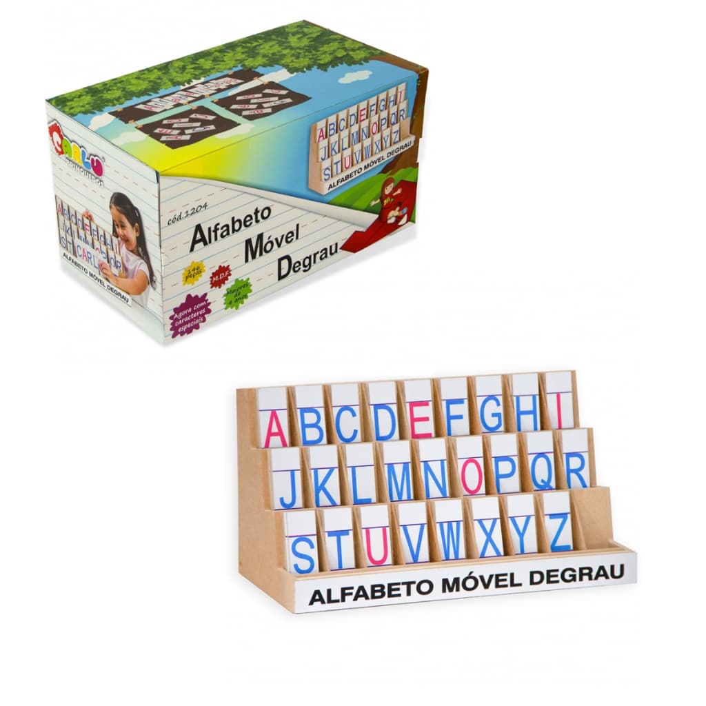 Alfabeto Móvel Degrau Carlu 146 Peças Mdf Jogo Educativo