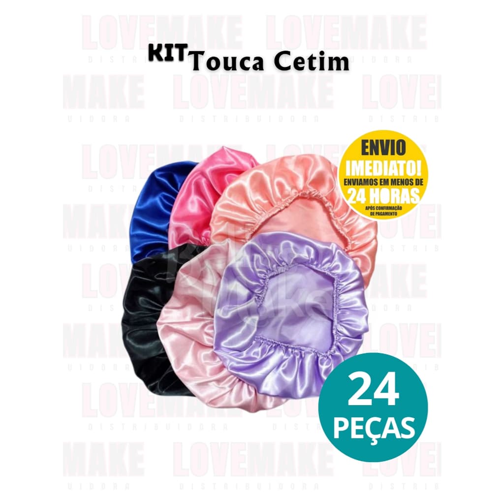 Kit Com 24 Toucas de Cetim Anti Frizz Cetim Alto Brilho Ideal Para dormir Escolha sua Cor