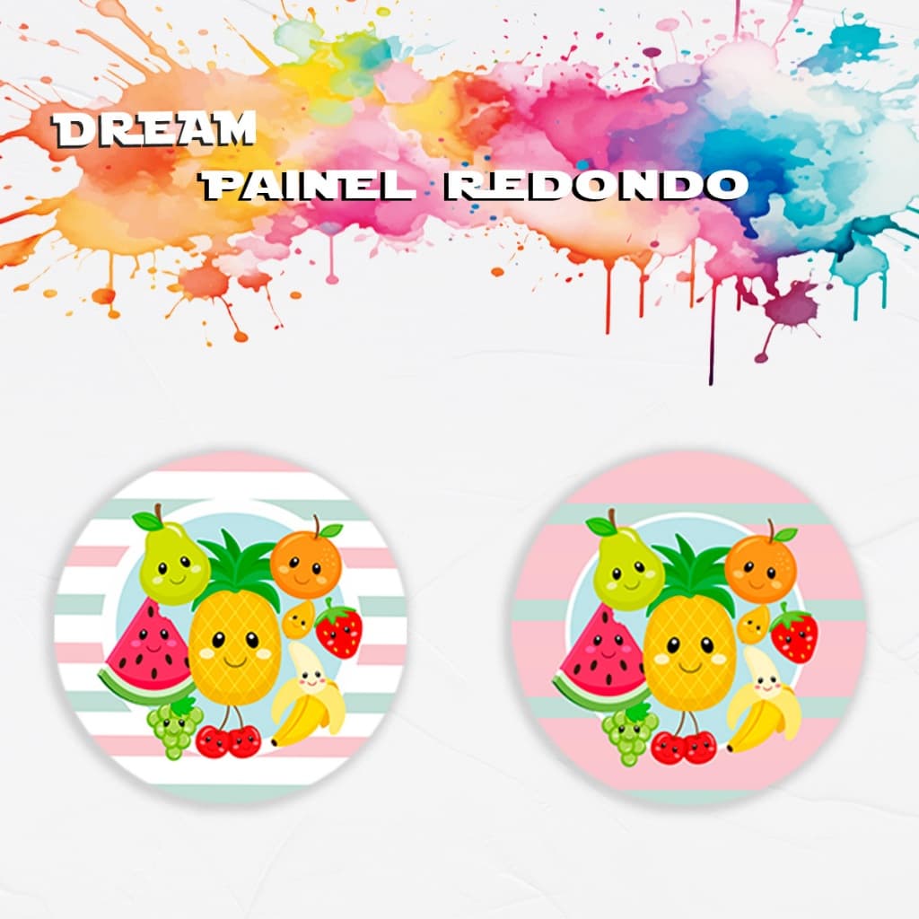 Capa Para Painel Redondo Tematico Frutinhas Decoração Festa bebe Chá Malha Helanca Sublimada