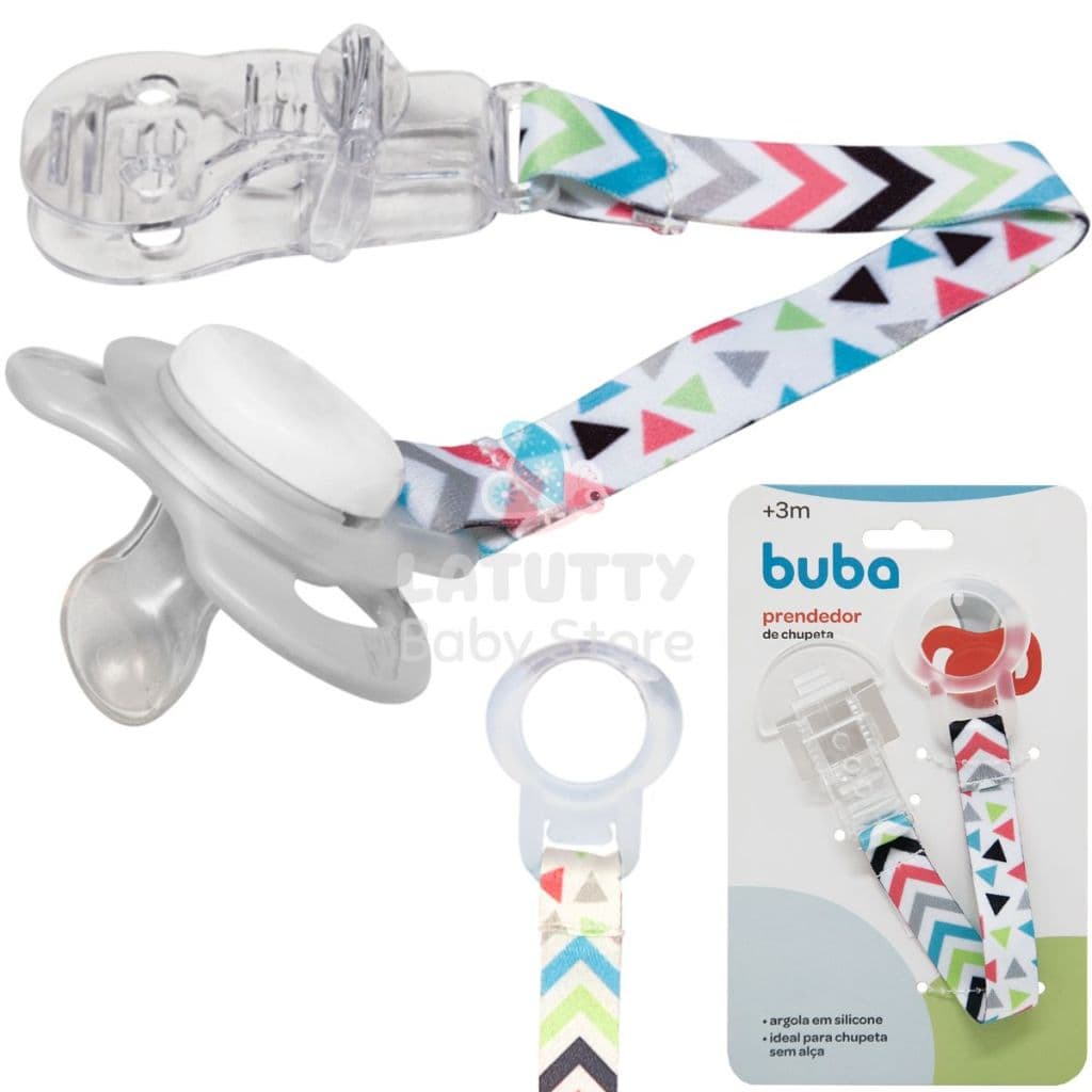 Prendedor de Chupeta Buba com Anel Adaptador de Silicone Serve MAM Avent Chupetas sem Alça