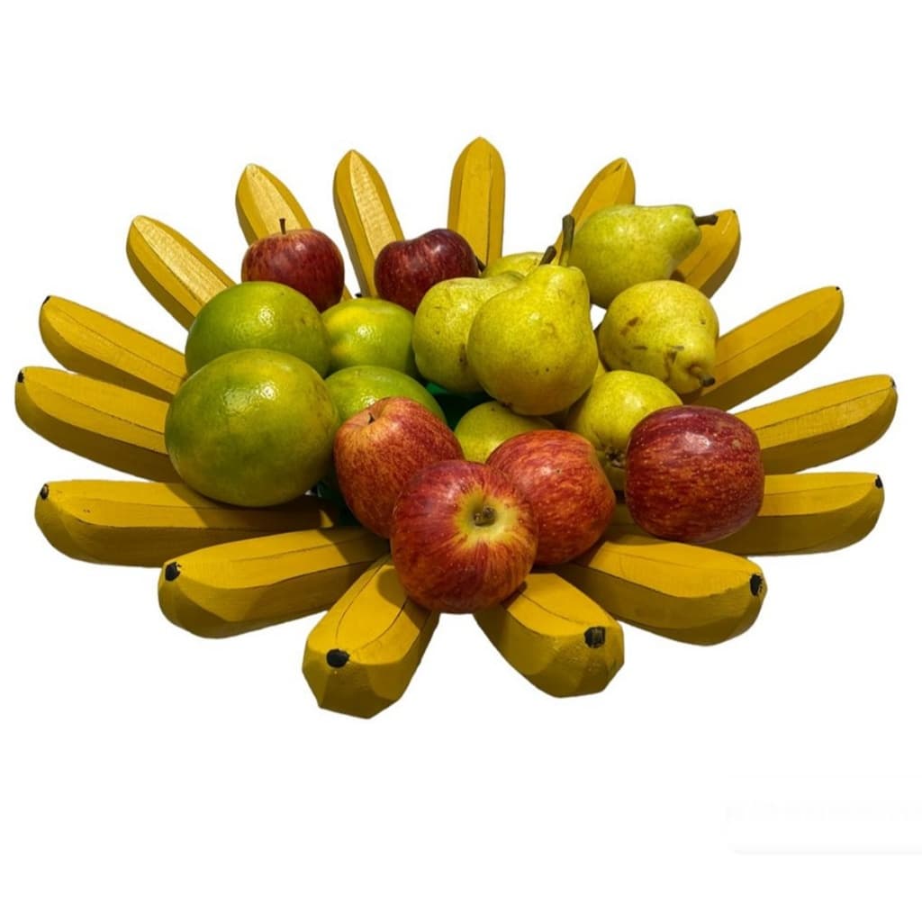 Fruteira De Mesa Modelo Banana Enfeite Cozinha Esculpida Em Madeira