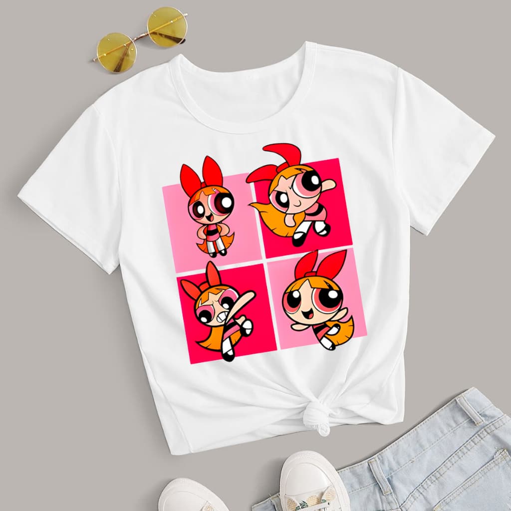 T-shirt As Meninas Superpoderosas Blusinha Básica Estampada Branca