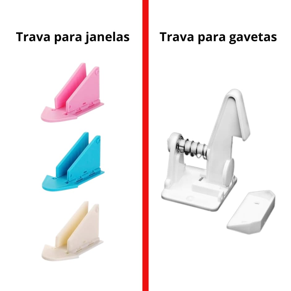 Kit 5, 10, ou 15 Trava De Segurança De Porta E Janela De Correr ou Gaveta Armário Proteção Bebê