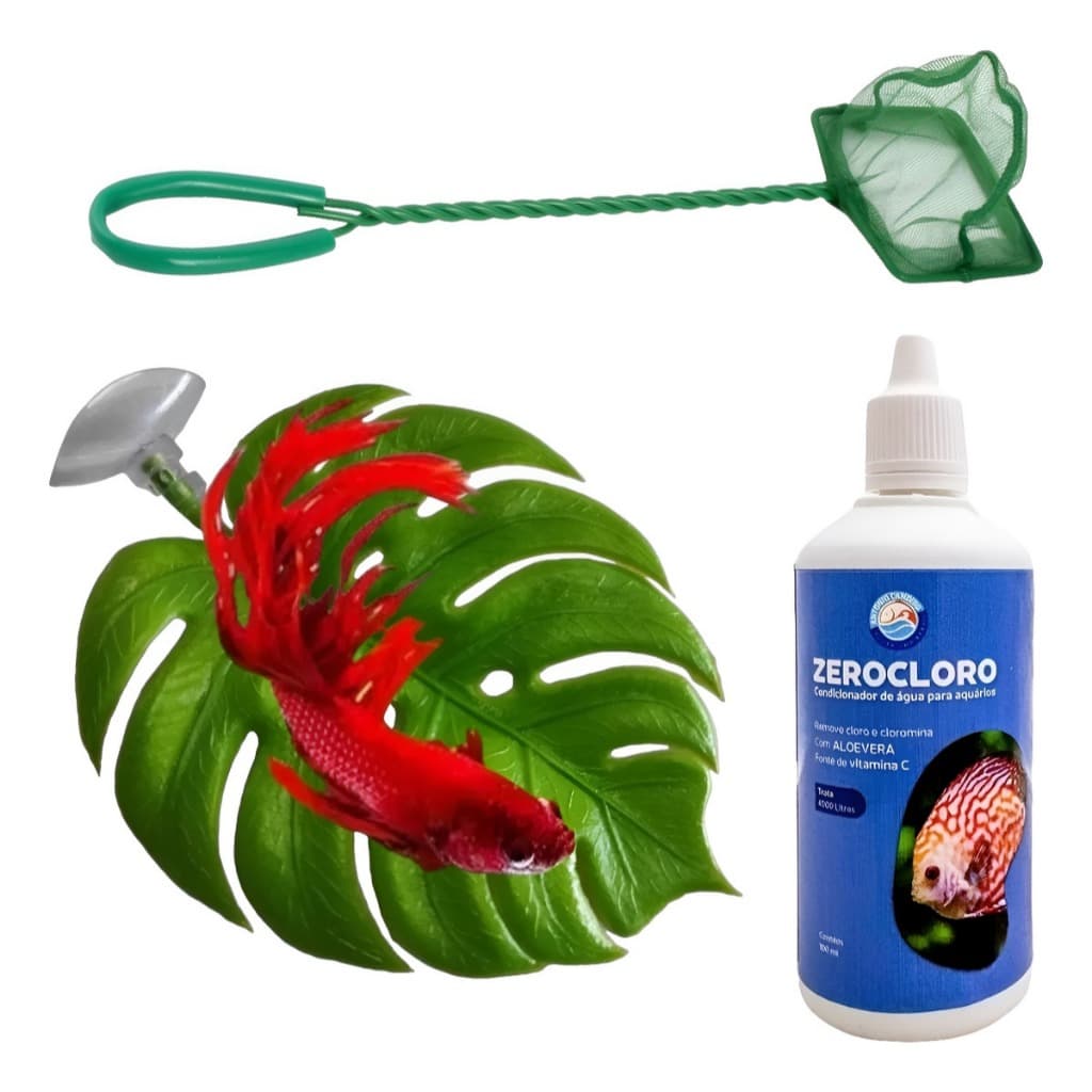 Folha Cama Descanso Peixe Betta Condicionador Agua Anticloro Zero Cloro 20ml Anti Rede Aquário Betas