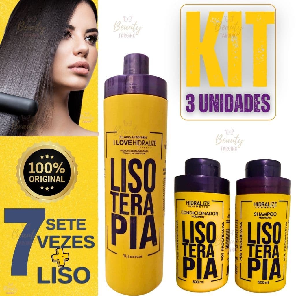 Kit Progressiva Orgânica Sem Formol Lisoterapia Hidralise 1L  + Shampoo e Condicionador Pós Progressiva 500 ML Hidralise