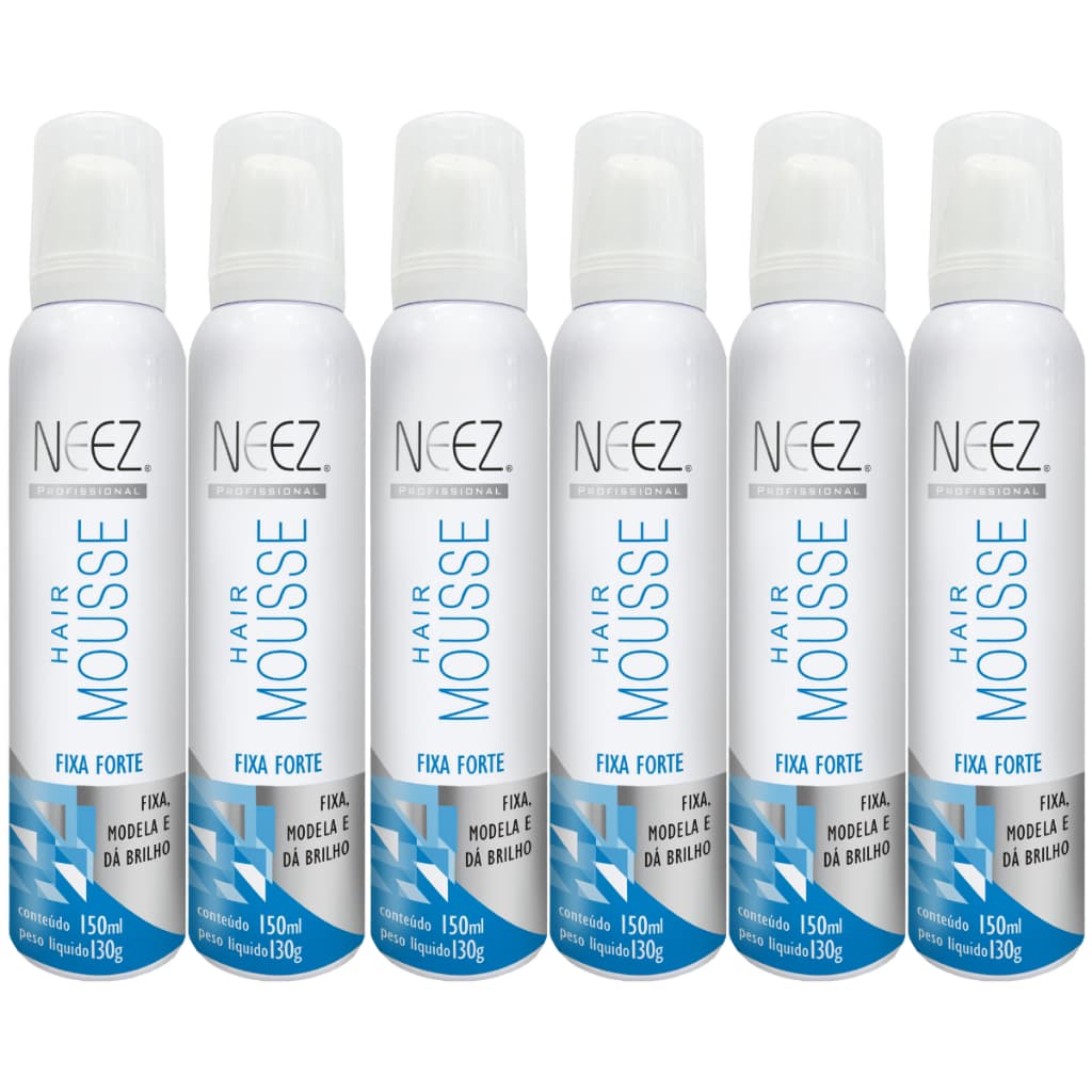 Kit 6x Mousse De Cabelo Fixa Forte 150ml Neez Fixador Modela Neez Reduz o Volume