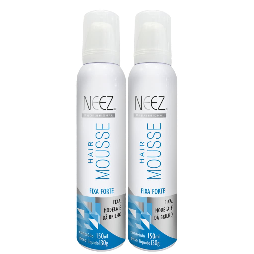 Kit 2x Mousse De Cabelo Fixa Forte 150ml Neez Fixador Modela Neez Reduz o Volume
