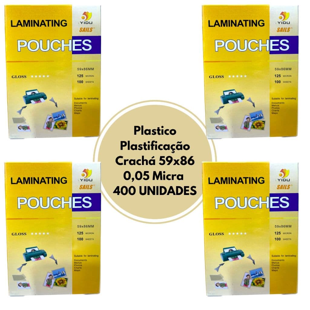 400 Unidades Plastico Plastificação Duradouro Crachá 59x86 0,05 Micras transparente à prova d'água