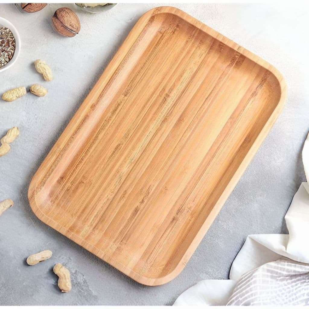 Petisqueira Retangular de Madeira Bambu – Ideal para Reuniões e Decoração