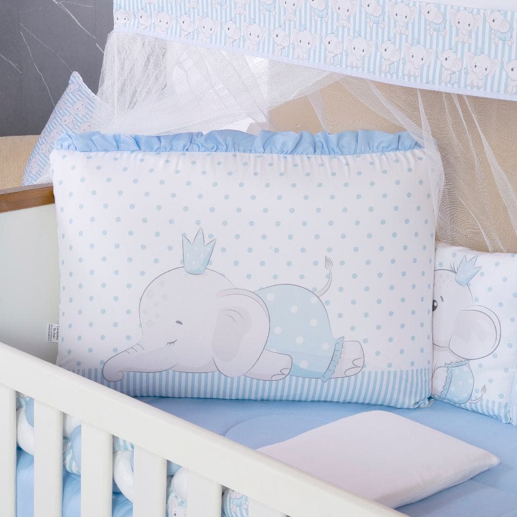 Kit Berço Americano 13 pcs para Bebê Menino Elefantinho Azul