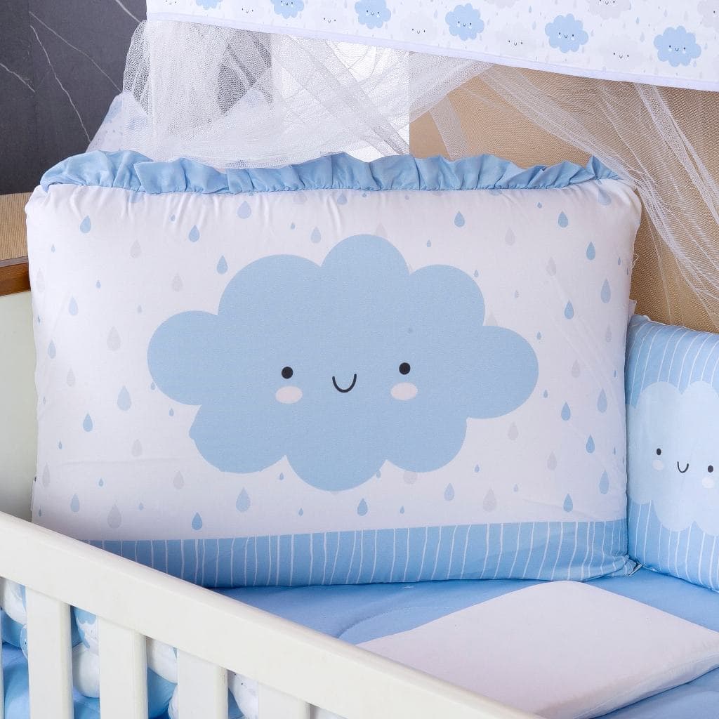 Kit Berço Americano 13 pcs para Bebê Menino Nuvem Azul