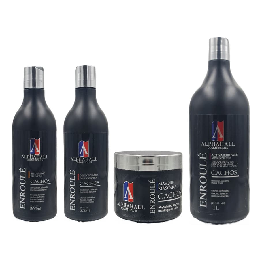 Kit para cachos tradicional 4 produtos Alphahall