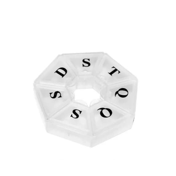 Porta Comprimido 7 Divisórias Redondo Transparente