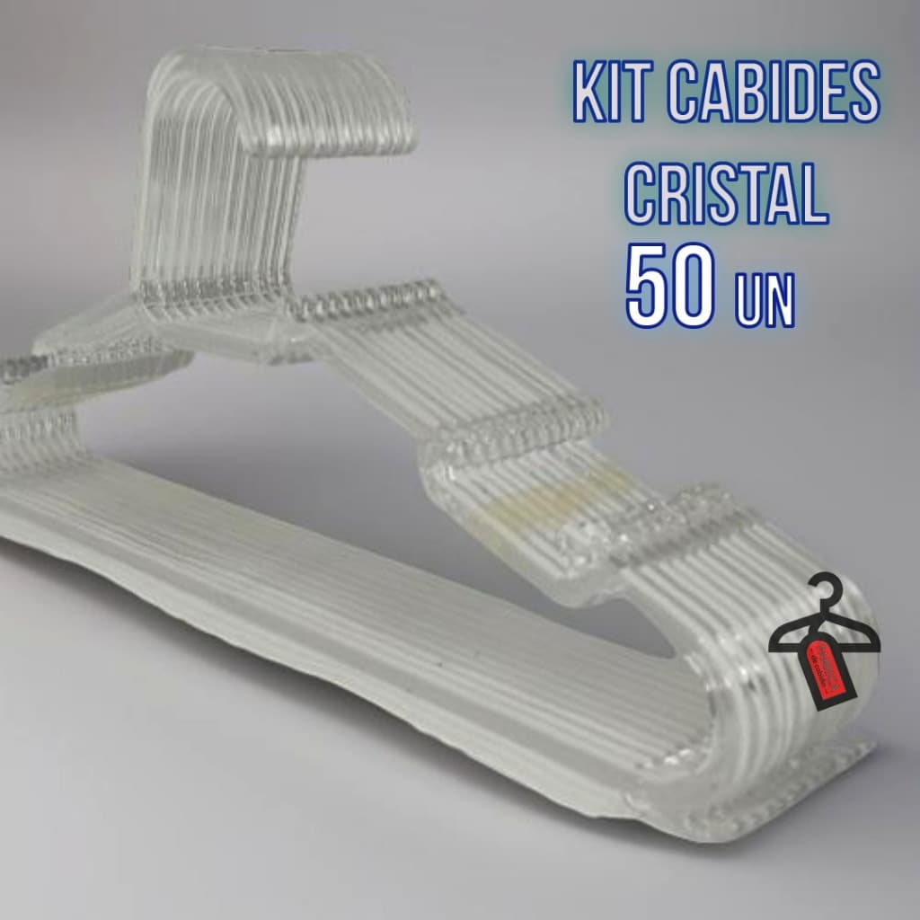 Conjunto 50 Cabide Acrílico CRISTAL Adulto para Roupas Calças Camisetas de Qualidade