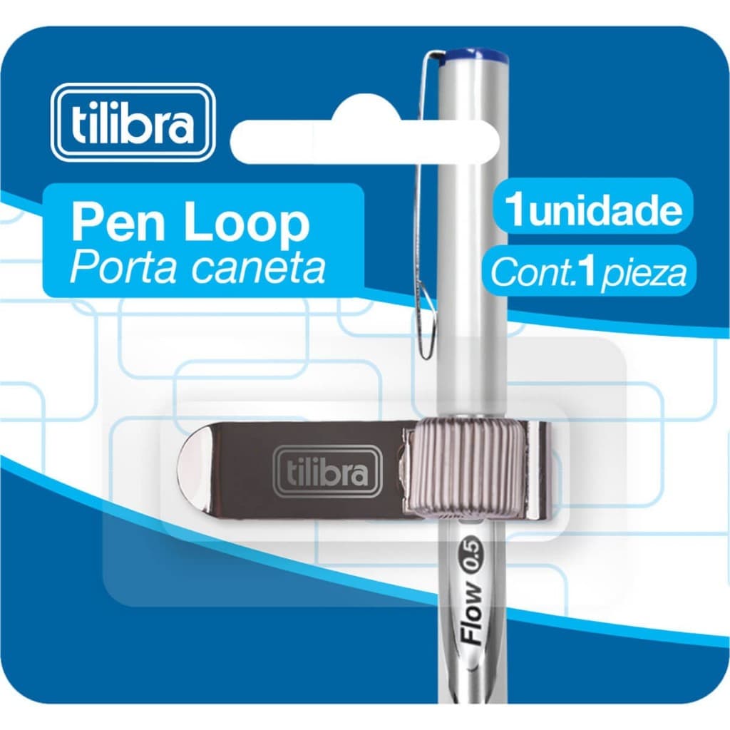 Clip Porta Caneta Pen Loop Prata - Tilibra