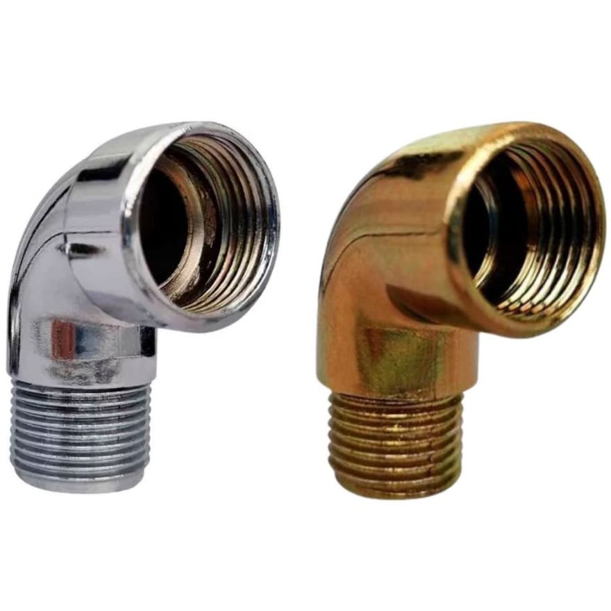 Cotovelo Curva Joelho 90º Rosca Macho Fêmea Metal Cromado | Amarelo