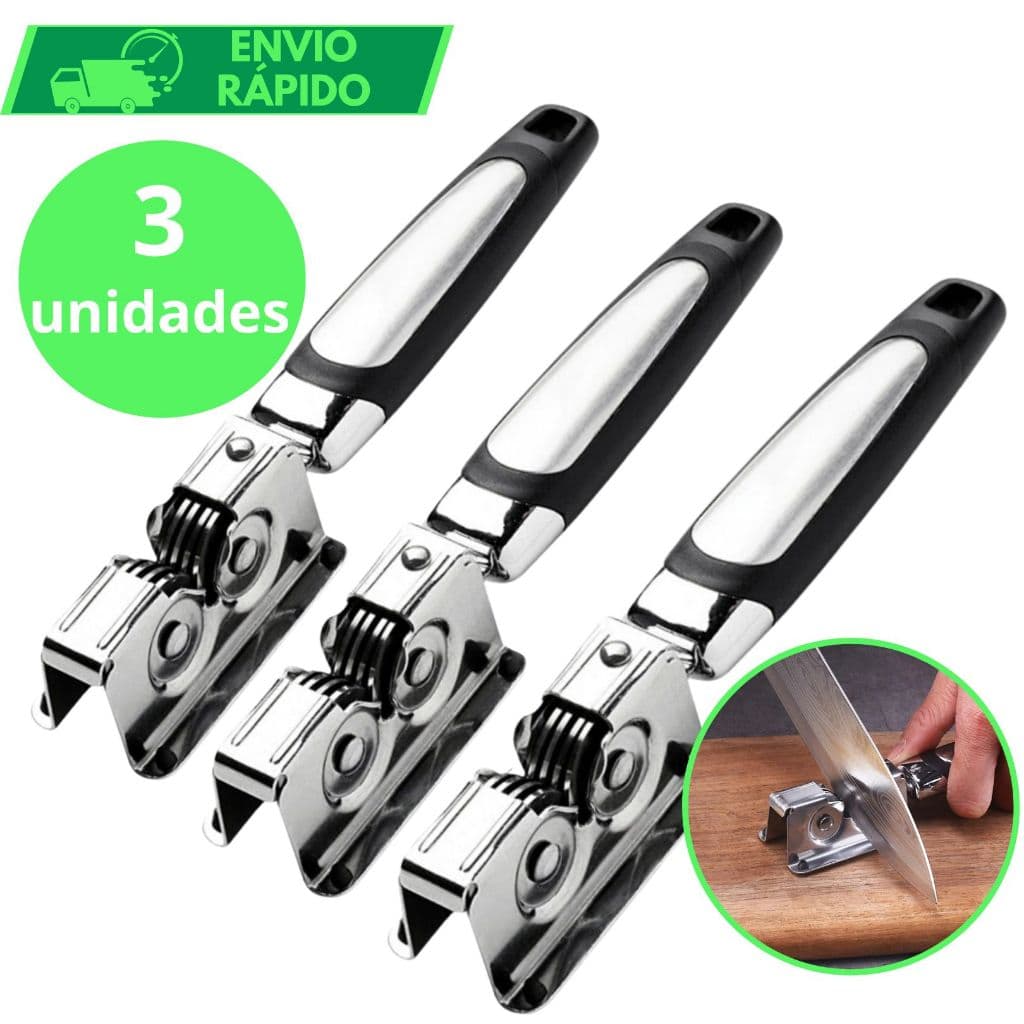 KIT 3 Afiador Amolador de Faca 100% Aço Inox Profissional Não Risca Ultra Resistente para Casa Restaurante Açougue Buffet 3 Laminas