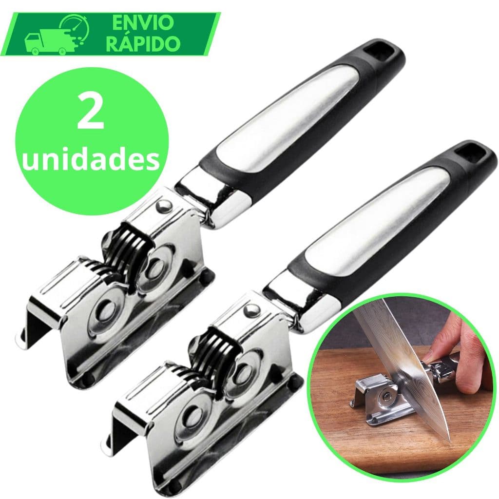 KIT 2 Afiador Amolador de Faca 100% Aço Inox Profissional Não Risca Ultra Resistente para Casa Restaurante Açougue Buffet 3 Laminas