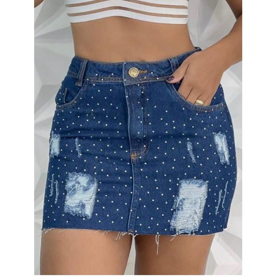 Saia Jeans Femininas com Brilho