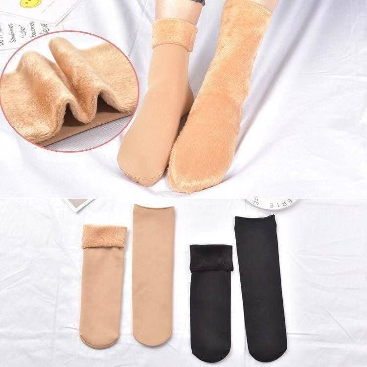 kit  Pares Meia Termica Feminina Cano alto de Lã Grossa Peluciada Meia de Inverno