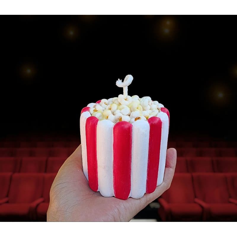 Vela Aromática de Pipoca Doce / Recipiente cimento/ Pipoca amanteigada /Vela temática