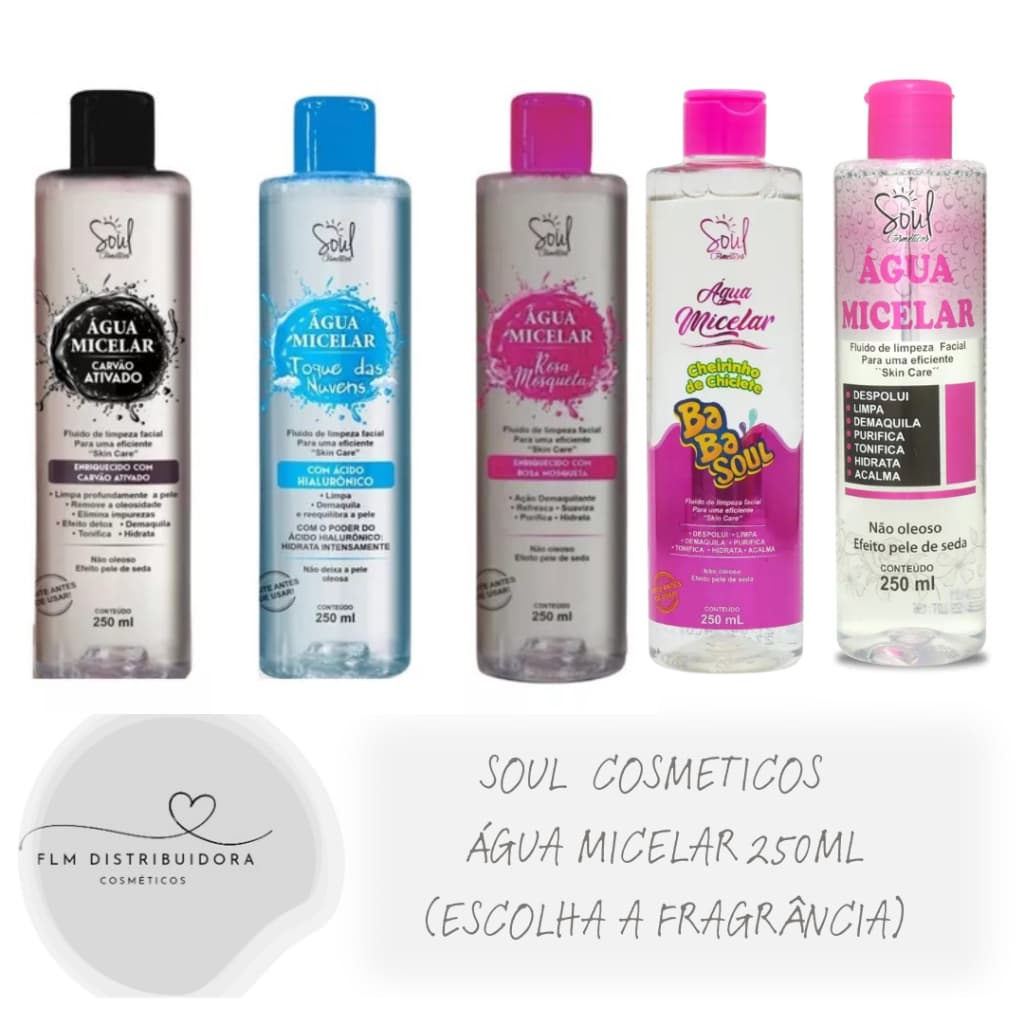 Água Micelar 250ml Soul Cosméticos (Escolha a Fragrância)