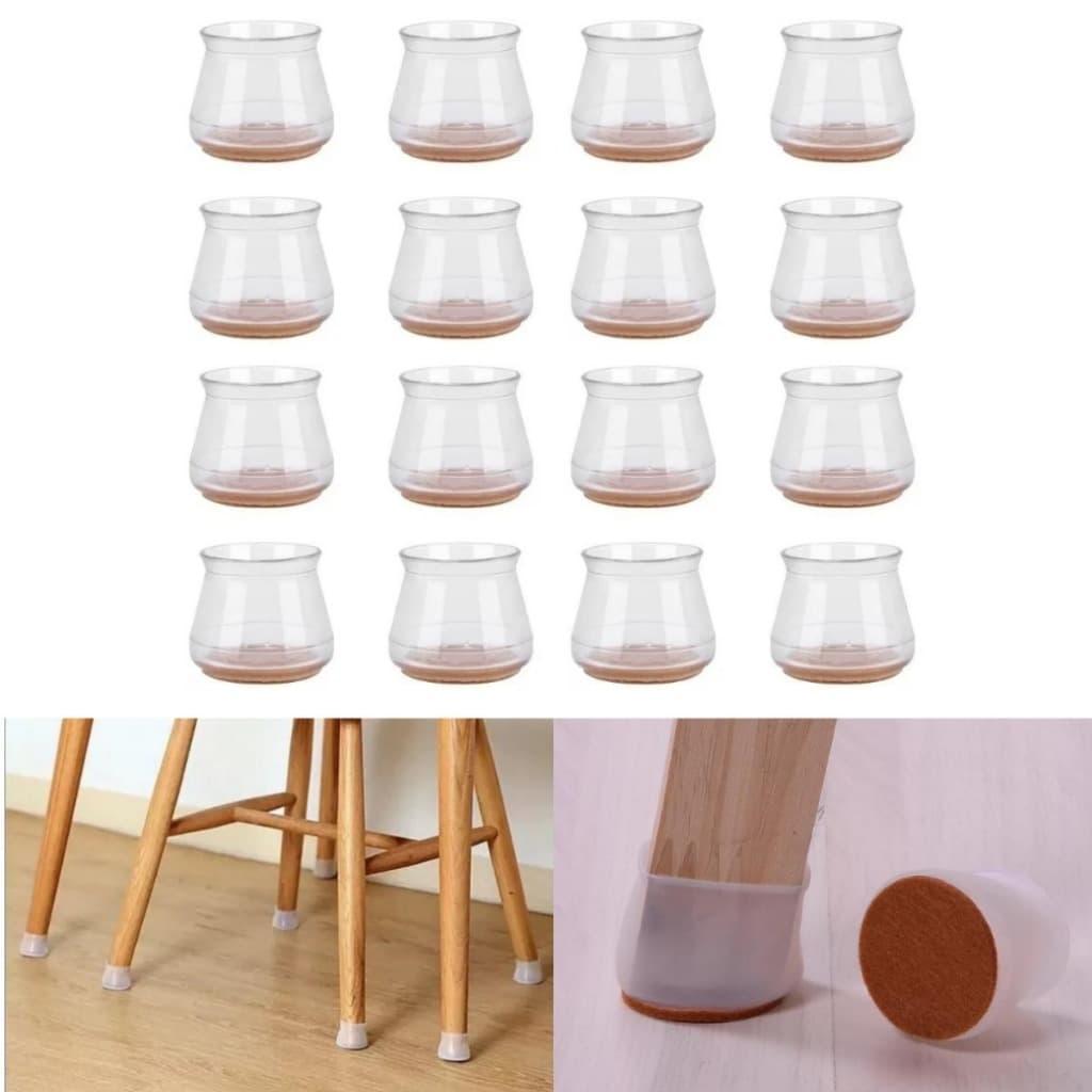 KIT PROTETOR DE SILICONE COM FELTRO FLEXIVEL PEZINHO PARA CADEIRA MESA E MOVEIS COZINHA SERVE PÉ
