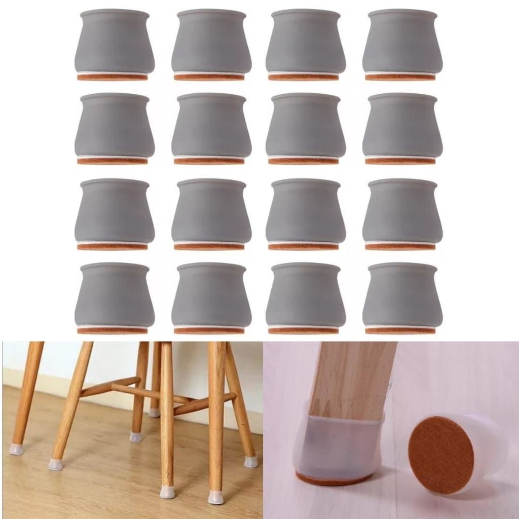 KIT PROTETOR DE PÉ DE CADEIRA COM FELTRO SILICONE FLEXIVEL MESA MOVEIS COZINHA SERVE PÉ REDONDO