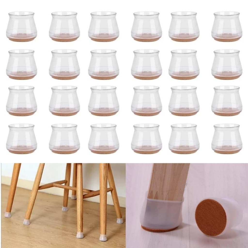 KIT PROTETOR DE SILICONE COM FELTRO FLEXIVEL PEZINHO PARA CADEIRA MESA E MOVEIS COZINHA SERVE PÉ