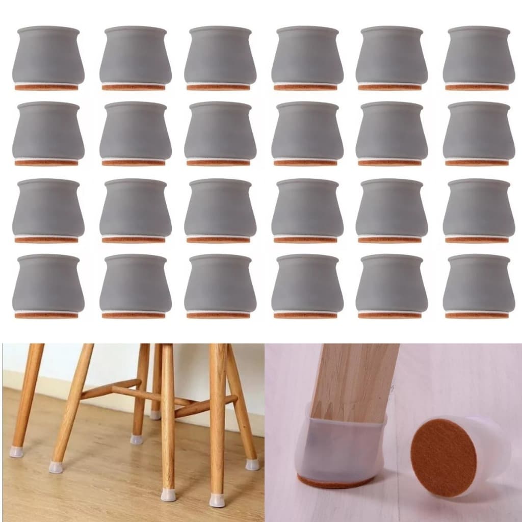KIT PROTETOR PÉ DE CADEIRA COM FELTRO SILICONE FLEXIVEL MESA MOVEIS COZINHA PÉ QUALQUER FORMATO