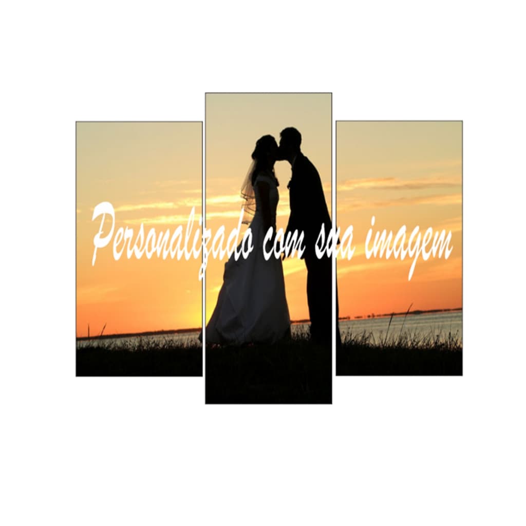 Quadro 3 peças decorativo Personalizado Com sua Foto Para Sala Quarto Hall Loja Escritório