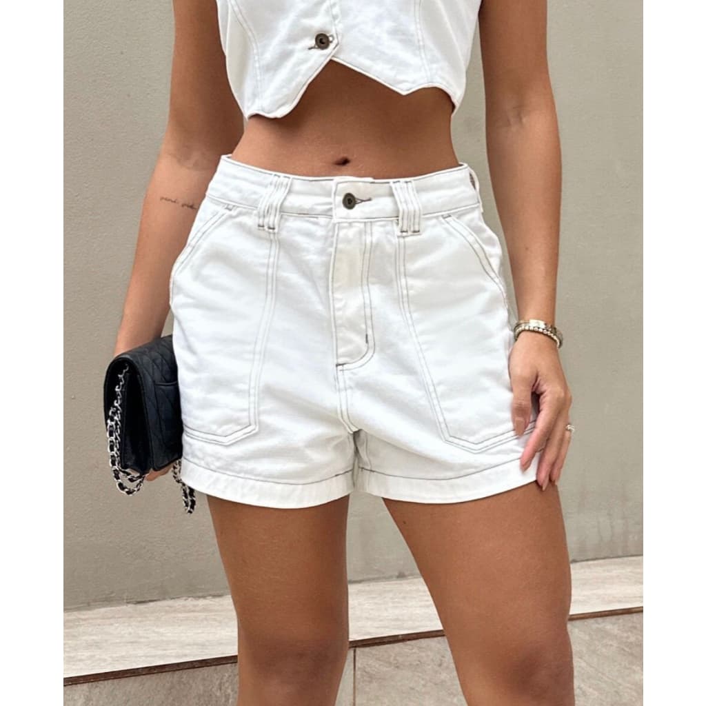 Short jeans Pockte NME , short off white, short, jeans