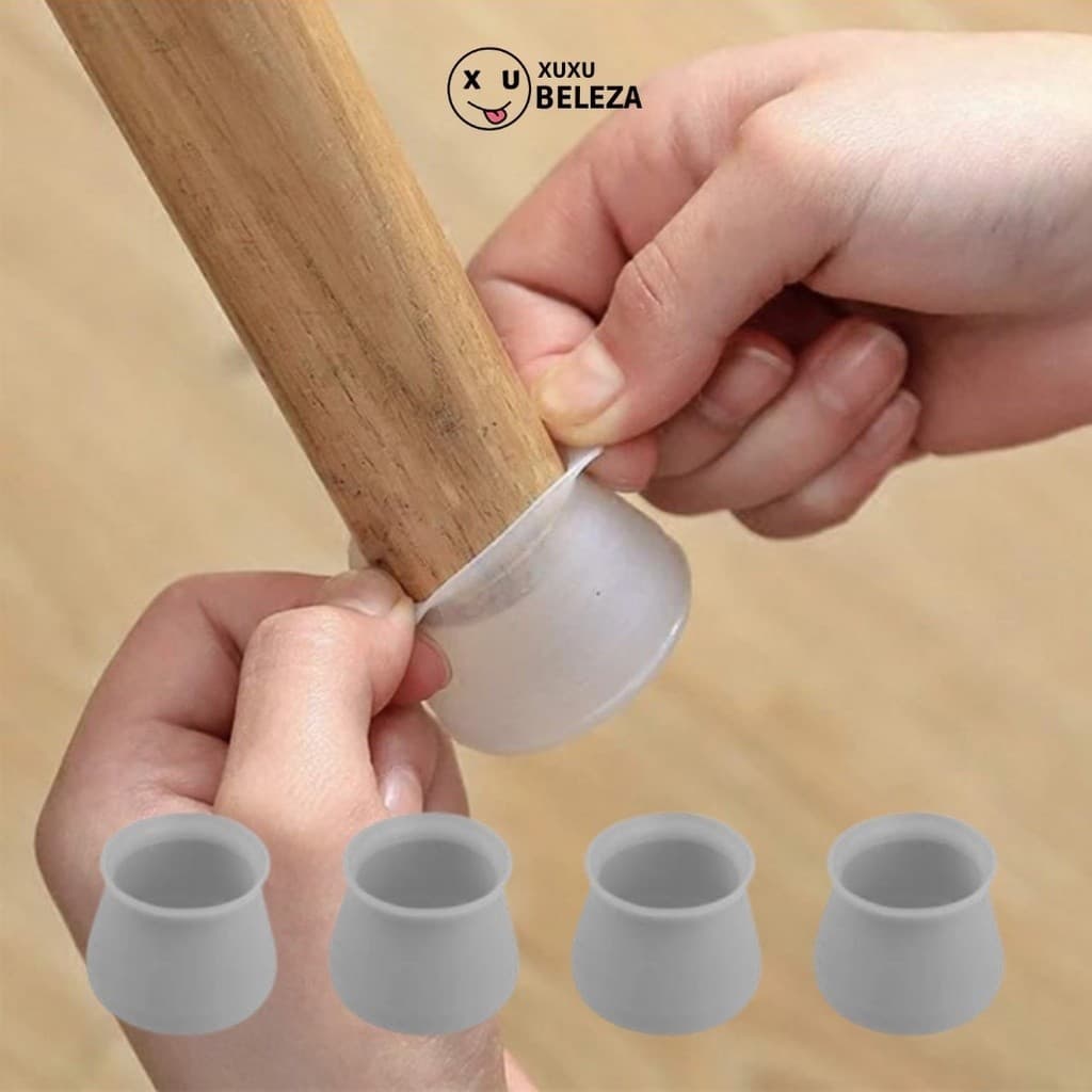 KIT 8, 12 ou 16 Protetor de Silicone para Pés de Cadeira e Mesa Pés Pezinho Redondo