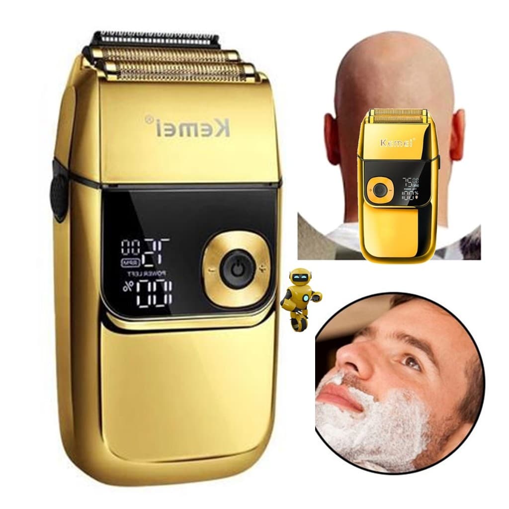 Aparelho Barbeador Shaver Aparador de Pelos 2EM1 Km 2028 Dourado 100v/240v Profissional Kemei