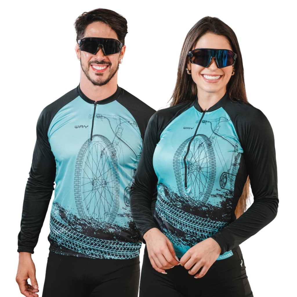 Kit Dia dos Namorados 2 Camisas Ciclismo Masculina Feminina Manga Longa Inverno Frio Bike Pedal Mtb Roupa Camiseta Blusa