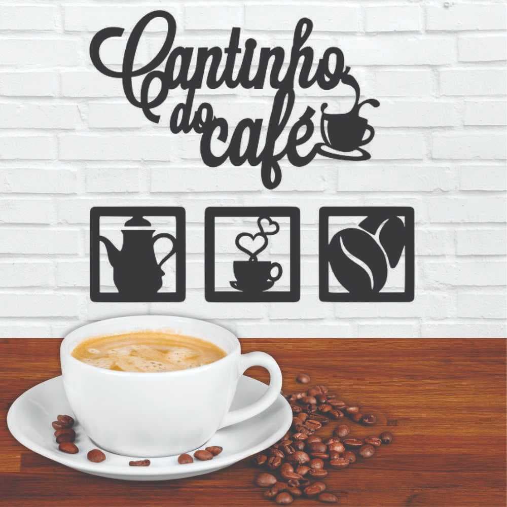 Kit Cantinho do Café 4 Peças Mdf cru 3mm com 30cm Decoração para Cozinha